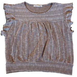 Soft Gauze like brown and white striped Caution To The Wind Top